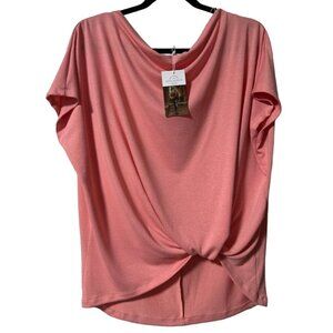 New Umgee Womens Small‎ Pink Drape Twist Front Top